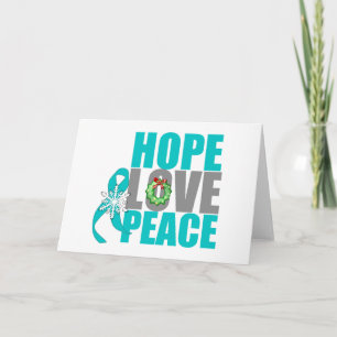 Cartes Pour Fêtes Annuelles Cancer ovarien de paix d'amour d'espoir de