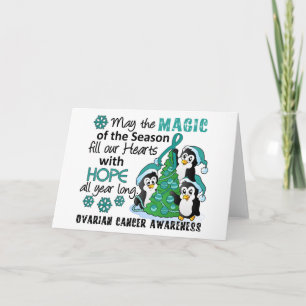 Cartes Pour Fêtes Annuelles Cancer ovarien de pingouins de Noël