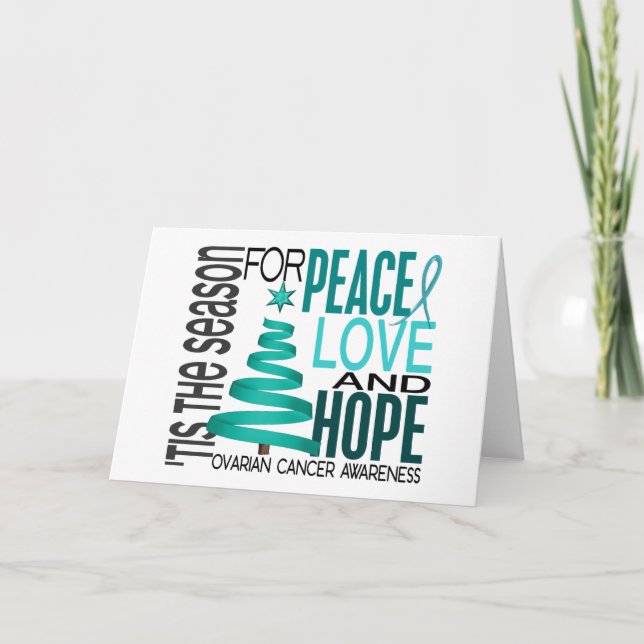 Cartes Pour Fêtes Annuelles Cancer ovarien de vacances de Noël d'espoir (Devant)