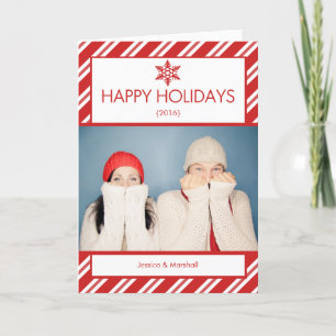 Cartes Pour Fêtes Annuelles Candy Cane Photo Folded Christmas Card