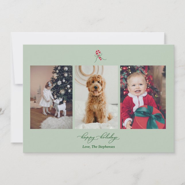 Cartes Pour Fêtes Annuelles Candy Cane Photo Holiday Card (Devant)