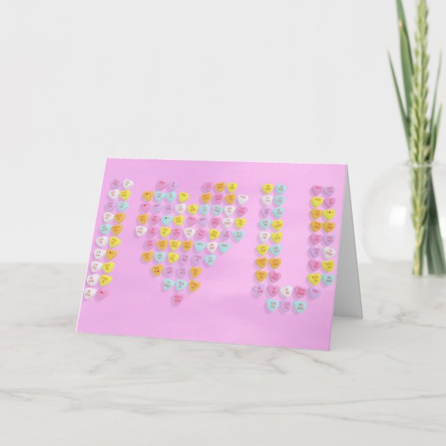 Cartes Pour Fêtes Annuelles Candy Hearts Valentine's Card avec arrière - plan  (Devant)