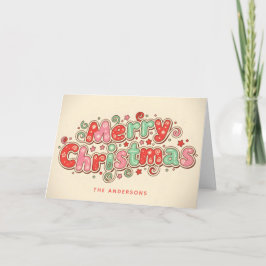 Cartes Pour Fêtes Annuelles Candy Shop Retro Script Joyeux Noël