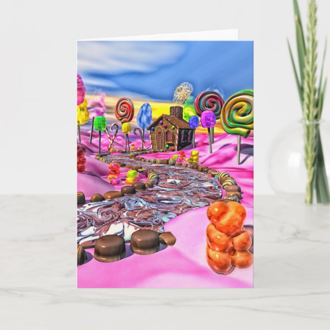 Cartes Pour Fêtes Annuelles Candyland rose (Devant)