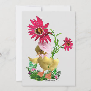 Cartes Pour Fêtes Annuelles Caneton avec des fleurs