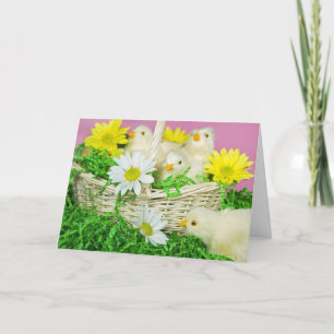 Cartes Pour Fêtes Annuelles Canetons de Pâques dans un panier