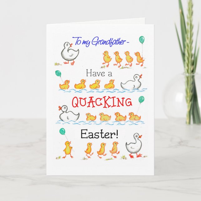 Cartes Pour Fêtes Annuelles Canetons mignons Quacking Pâques, grand-père (Devant)