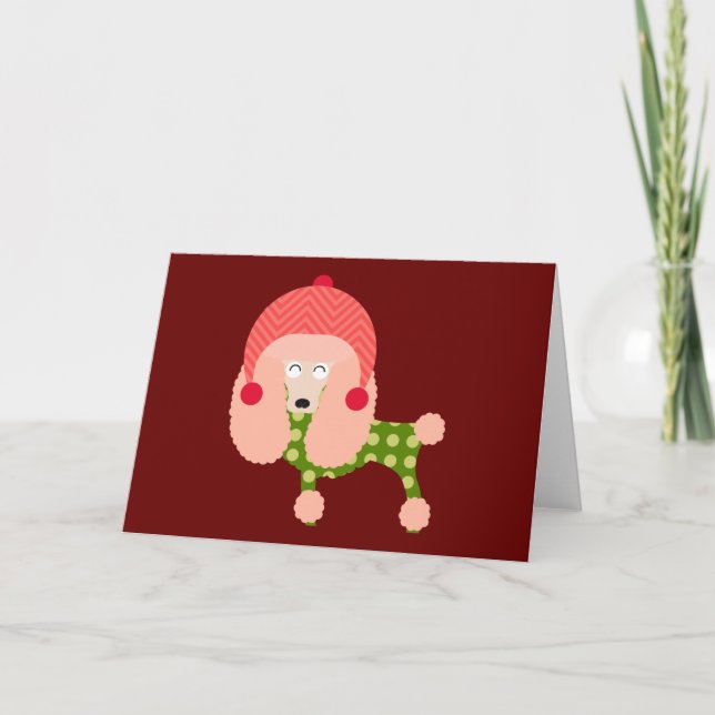 Cartes Pour Fêtes Annuelles Caniche de Noël (Devant)