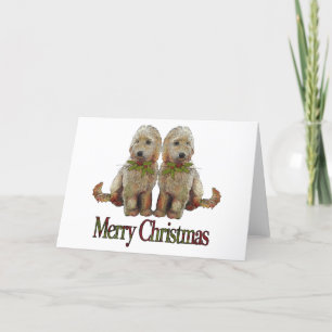 Cartes Pour Fêtes Annuelles Caniche, Noël d'or de couples de griffonnage : Art