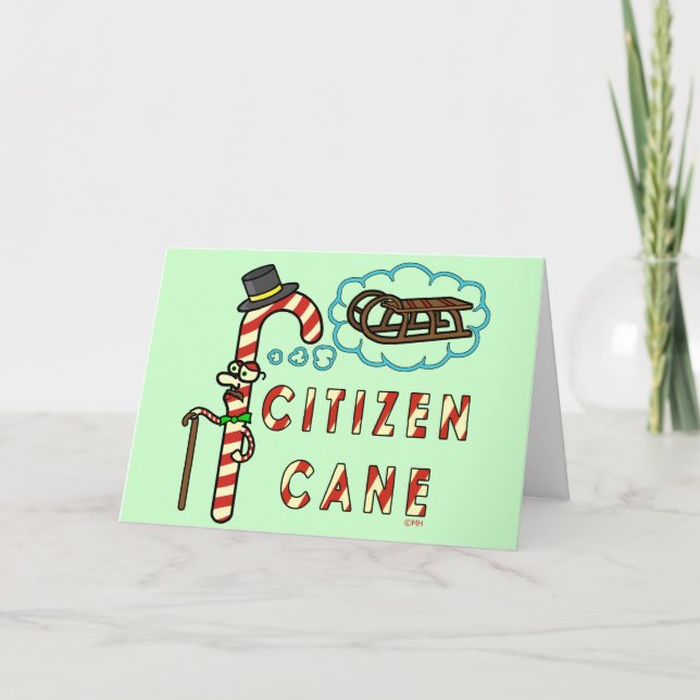 Cartes Pour Fêtes Annuelles Canne citoyen Canne de Noël drôle (Devant)