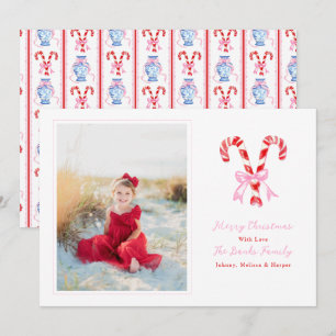 Cartes Pour Fêtes Annuelles Canneberges aquarelle Noël préparé Rubans roses