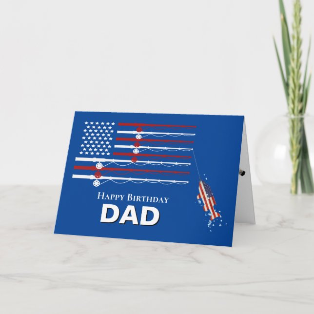 Cartes Pour Fêtes Annuelles Cannes à pêche drapeau pour Papa (Devant)