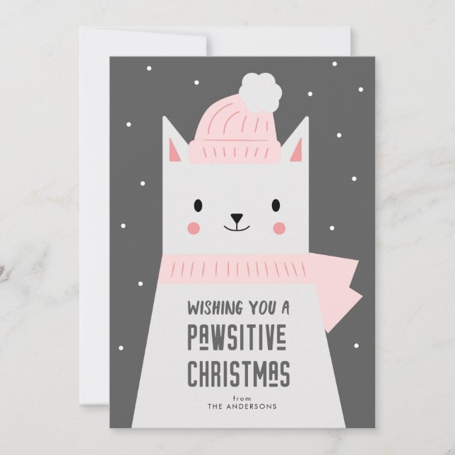 Cartes Pour Fêtes Annuelles Canon de Noël, Cute Kitty Pawsitive (Devant)
