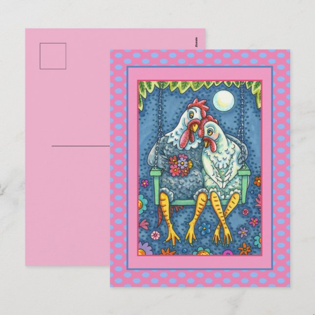 CARTES POUR FÊTES ANNUELLES CANOODLES DE POINTE ROOTTES, PÂTISSERIES DE POULET (Devant / Derrière)