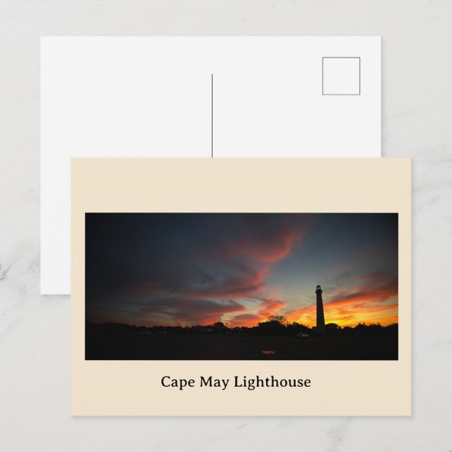 Cartes Pour Fêtes Annuelles Cape May Lighthouse Sunset Postcard (Devant / Derrière)