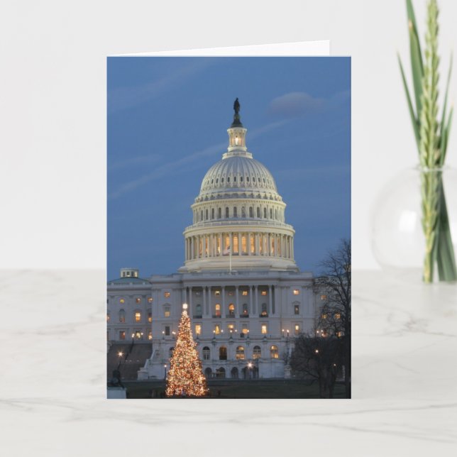 Cartes Pour Fêtes Annuelles Capitol des USA célébrant la photo de Noël (Devant)