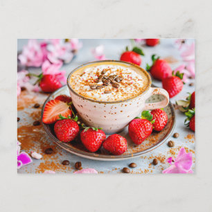 Cartes Pour Fêtes Annuelles Cappuccino à la crème, cannelle et fraises