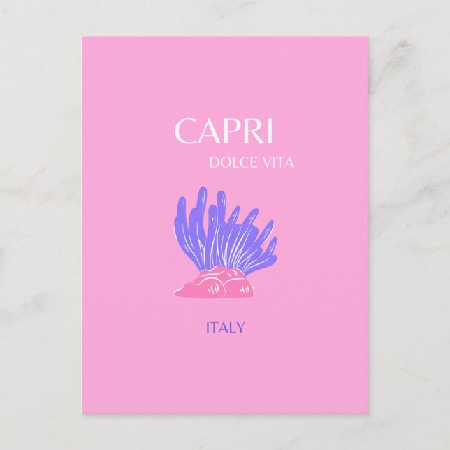 Cartes Pour Fêtes Annuelles Capri, Italie, Preppy, rose (Devant)