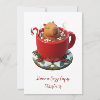Cartes Pour Fêtes Annuelles Capy Noël Capybara au Chocolat Chaud Bain Cosy