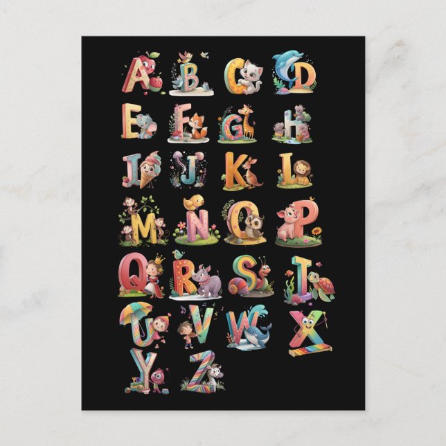 Cartes Pour Fêtes Annuelles caractères alphabétiques (Devant)