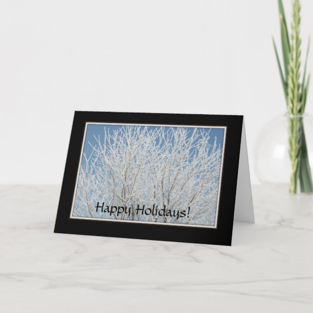 Cartes Pour Fêtes Annuelles Card - Holiday : Lovely photo of frosted tree (Devant)