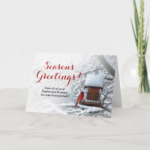 Cartes Pour Fêtes Annuelles Cardinal Bird in Snow Tree Business Christmas