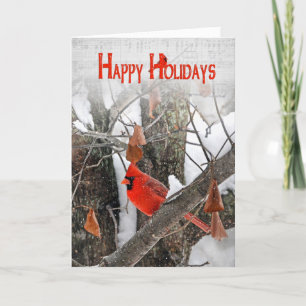 Cartes Pour Fêtes Annuelles Cardinal de Noël aux flocons de neige