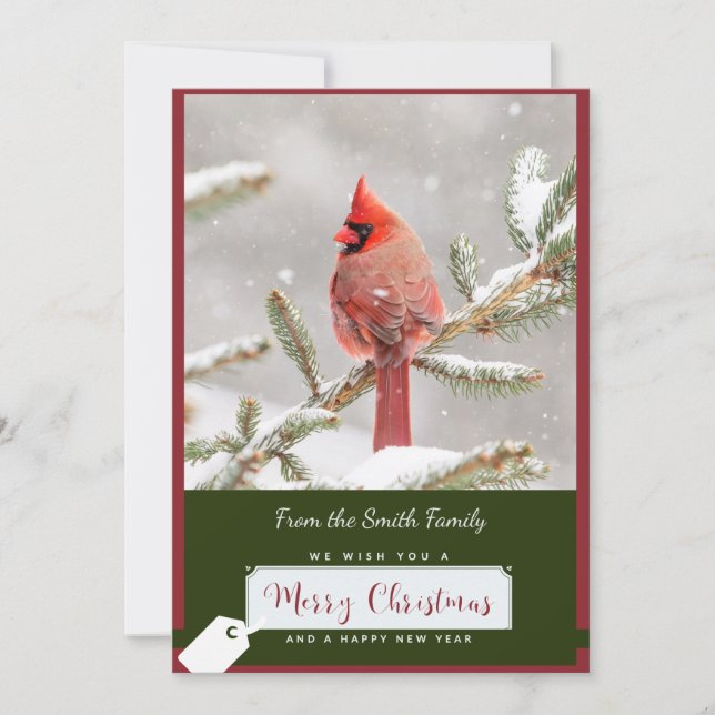 Cartes Pour Fêtes Annuelles Cardinal de Noël de neige (Devant)