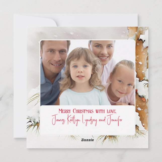 Cartes Pour Fêtes Annuelles Cardinal de Noël et photo de famille personnalisab (Dos)