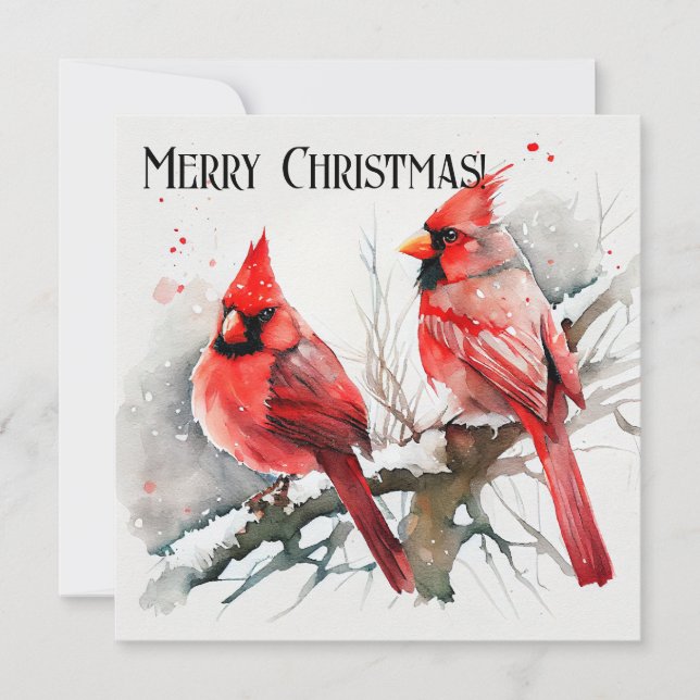 Cartes Pour Fêtes Annuelles Cardinal de Noël et photo de famille personnalisab (Devant)