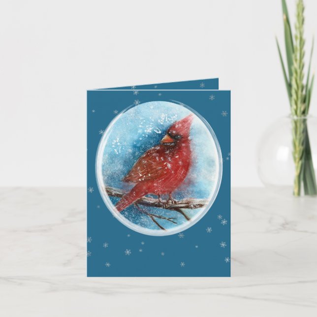 Cartes Pour Fêtes Annuelles Cardinal de Noël Penser à vous (Devant)