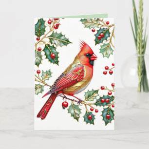 Cartes Pour Fêtes Annuelles Cardinal d'hiver avec Holly