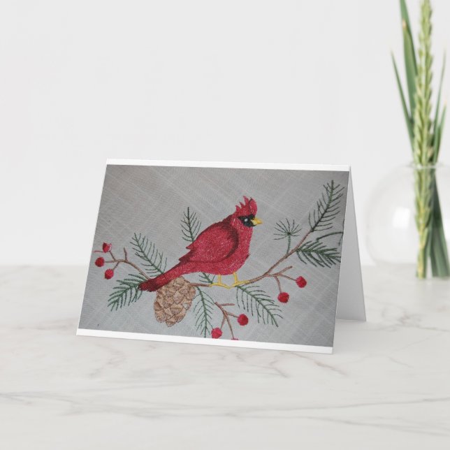 Cartes Pour Fêtes Annuelles Cardinal embroidé (Devant)