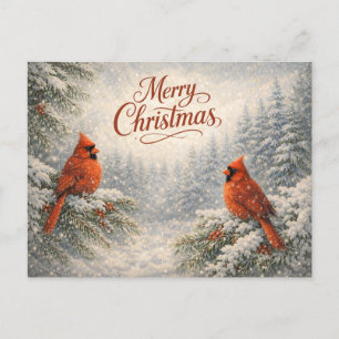Cartes Pour Fêtes Annuelles Cardinal enneigé Hiver Joyeux Noël