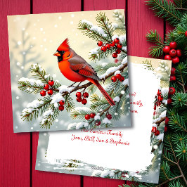 Cartes Pour Fêtes Annuelles Cardinal on a Snowy Branch Personalized Christmas