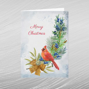 Cartes Pour Fêtes Annuelles Cardinal Red Juniper Berries Noël