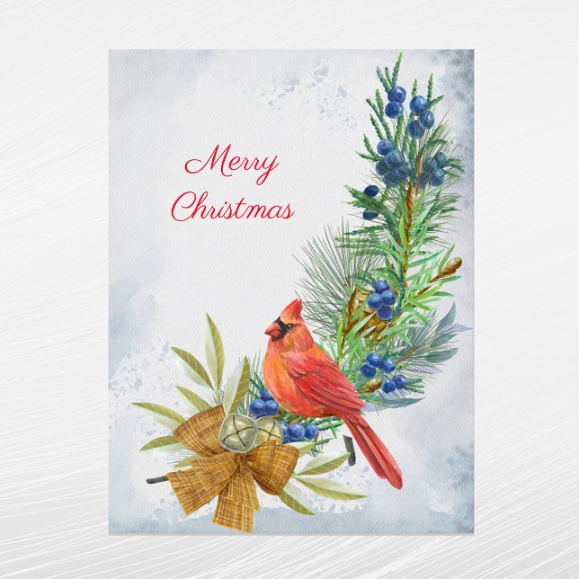 Cartes Pour Fêtes Annuelles Cardinal Red Juniper Berries Noël (Créateur téléchargé)