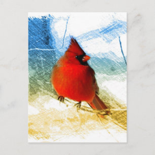 Cartes Pour Fêtes Annuelles Cardinal rouge de Noël primitif de pays occidental