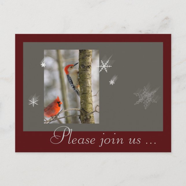 Cartes Pour Fêtes Annuelles Cardinal rouge gris de Noël Pic Bois (Devant)