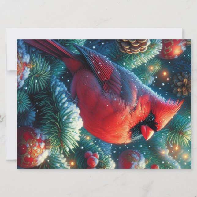 Cartes Pour Fêtes Annuelles Cardinal rouge hivernal (Devant)