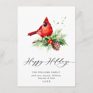 Cartes Pour Fêtes Annuelles Cardinal Rouge Holly Berry voeux de Noël