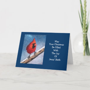 CARTES POUR FÊTES ANNUELLES CARDINAL ROUGE : OISEAU : NEIGE : ILLUSTRATION