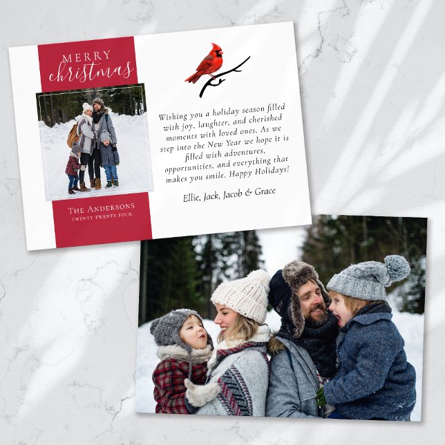 Cartes Pour Fêtes Annuelles Cardinal Rouge Photo Joyeux Noël (Créateur téléchargé)