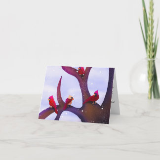 Cartes Pour Fêtes Annuelles Cardinals Perched On A Tree Christmas Holiday Card