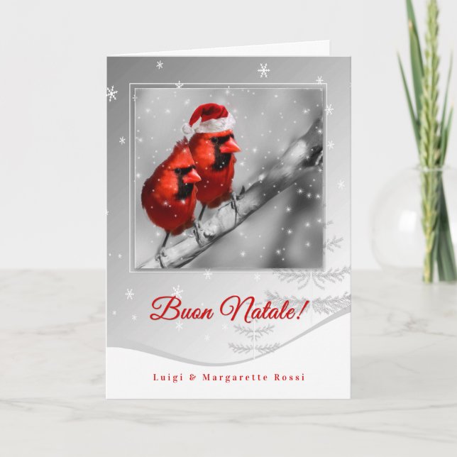 Cartes Pour Fêtes Annuelles Cardinaux de langue italienne de rouge de Noël (Devant)