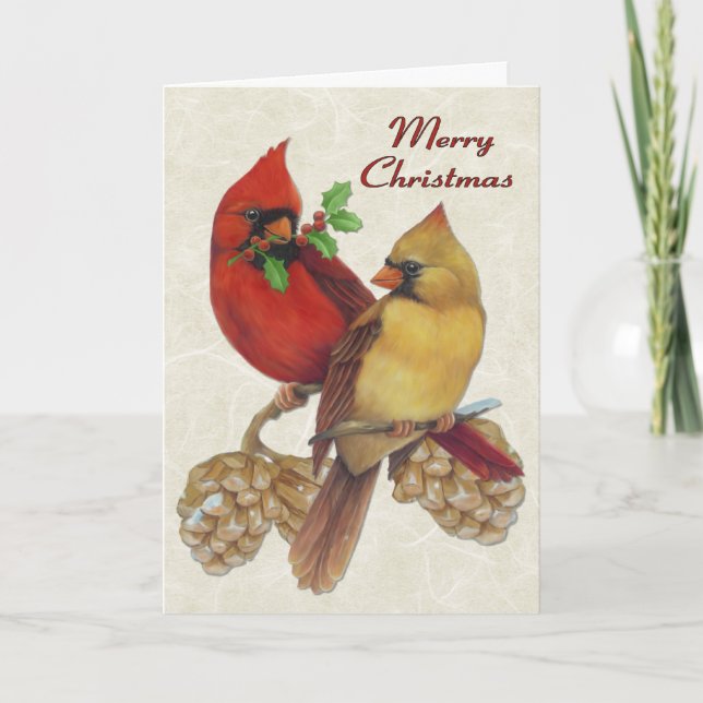 Cartes Pour Fêtes Annuelles Cardinaux d'hiver (Devant)