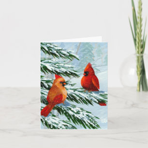 Cartes Pour Fêtes Annuelles Cardinaux d'hiver Oiseaux Creationarts de la neige