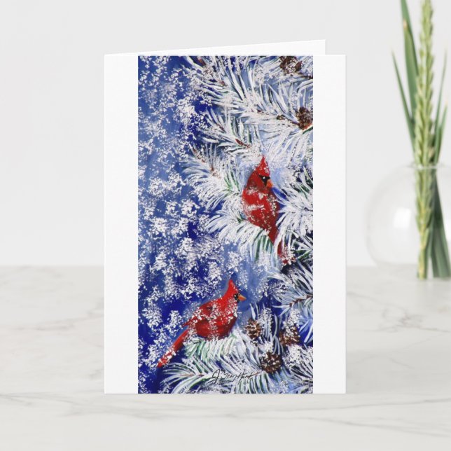 Cartes Pour Fêtes Annuelles Cardinaux En Neige (Devant)