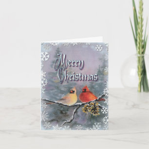Cartes Pour Fêtes Annuelles CARDINAUX et FLOCONS DE NEIGE et salutation par
