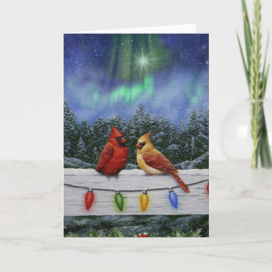 Cartes Pour Fêtes Annuelles Cardinaux et lumières de Noël Neige d'hiver